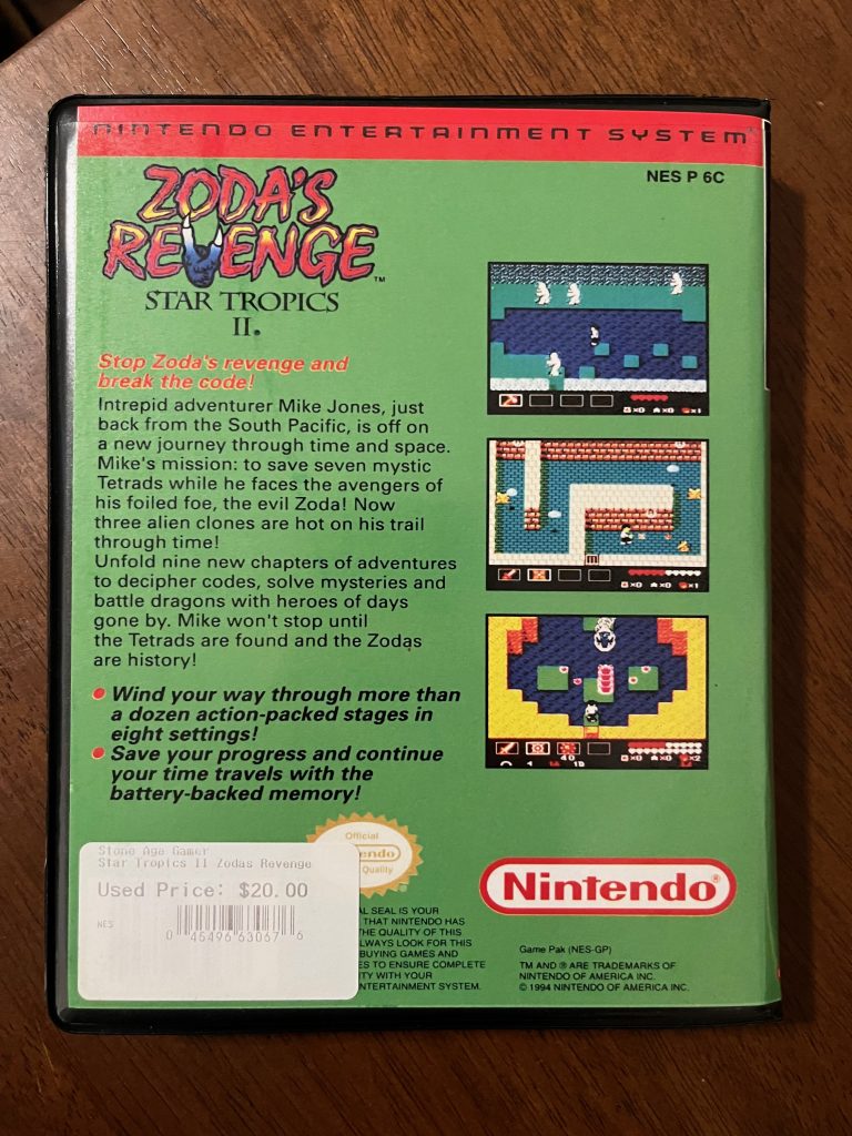 The back of a clamshell with NES artwork