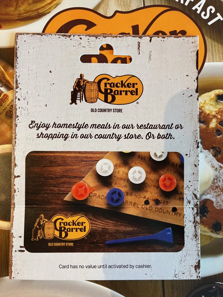 A Cracker Barrel gift card